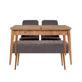 Hanah Home Vina 0701 Conjunto de Mesa de Comedor Extensible y Sillas, Pino Atlántico y Antracita